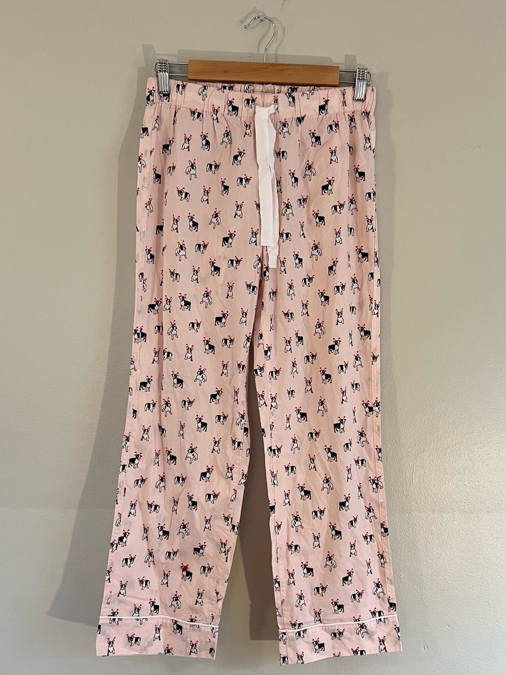 J.Crew pink French bulldog heart novelty cotton pajama pants XXS cute whimsy